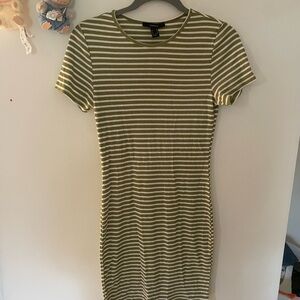 Forever 21 Green Striped Bodycon Mini Dress